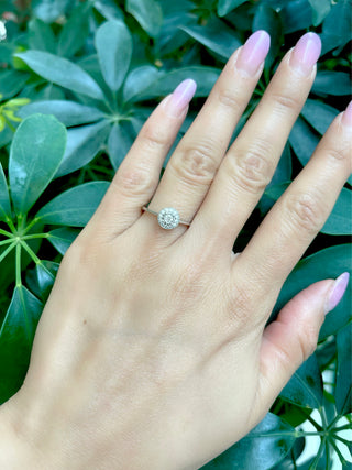 10K White Gold 0.19cttw Diamond Halo Engagement Ring
