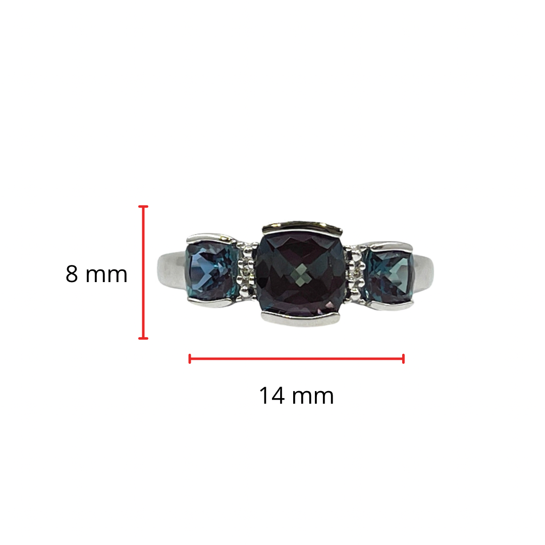 10K White Gold 2.00cttw Created Alexandrite and 0.014cttw Diamond Ring, size 7