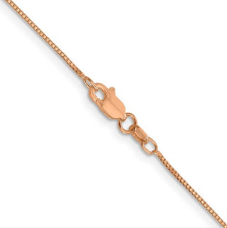 14K Rose Gold Box Chain with Lobster Clasp - 1.00 mm - Various Length