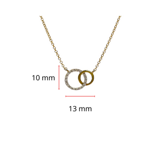10K White & Yellow Gold 0.09cttw Diamond Double Infinity / Circle Necklace, 18"