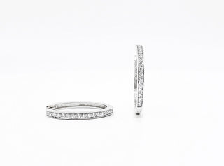 10K White Gold 0.33cttw Diamond Hoop Huggie Hinged Earrings