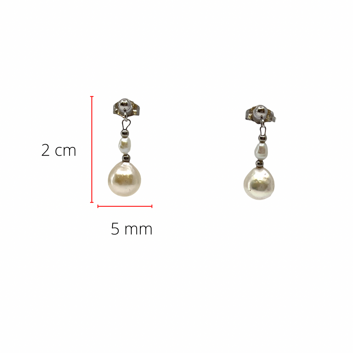 14K White Gold Cultured and Fresh Water Pearl Dangle Earrings