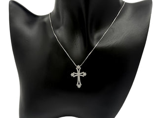 10/14K White Gold 0.62cttw Diamond Cross Pendant, 18"