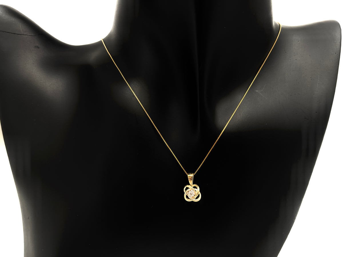 10K Yellow Gold 0.05cttw Canadian Diamond Love Knot Necklace, 18”