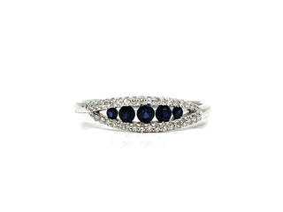 Anillo de oro blanco de 10 quilates con zafiro de 0,17 quilates y diamante de 0,12 quilates
