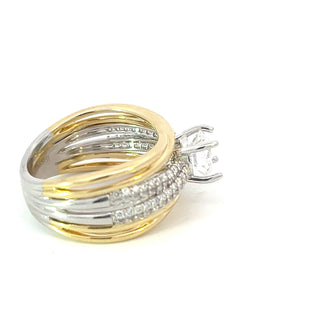 14K Yellow and White Gold Round Diamond Mount