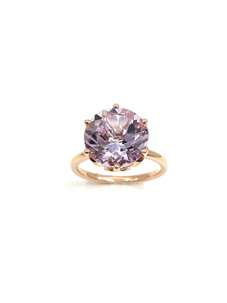 Anillo de amatista lila genuina de 5 quilates en oro rosa de 10 quilates, tamaño 6.5