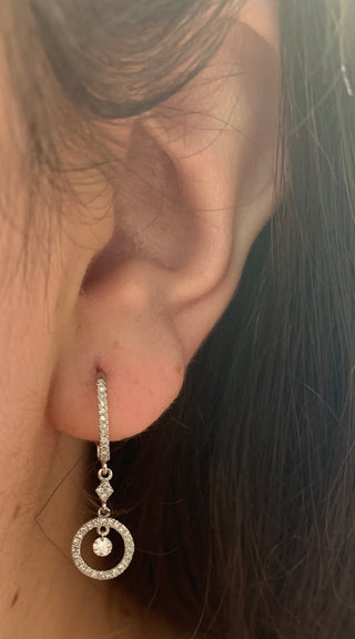 Pendientes colgantes / colgantes / tipo candelabro de oro blanco de 14 quilates con diamantes de 0,29 quilates