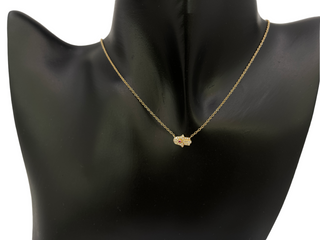 Colgante Hamsa de diamantes y rubíes en oro amarillo de 14 quilates, 18"