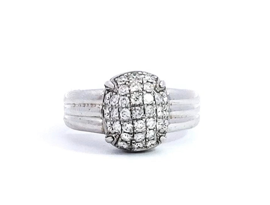 14K White Gold 0.48cttw Diamond Pave Set Ring, Size 6.5