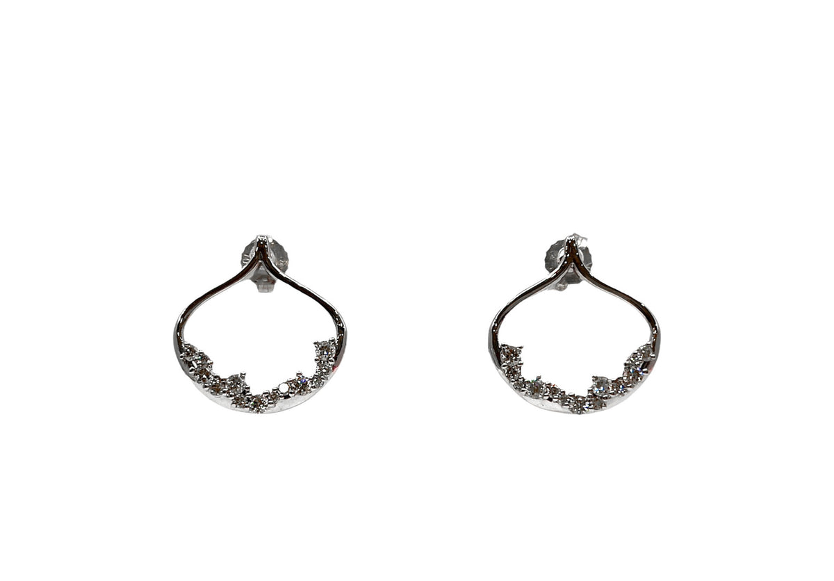 Aretes colgantes de diamantes de 0,46 quilates en oro blanco de 10 quilates