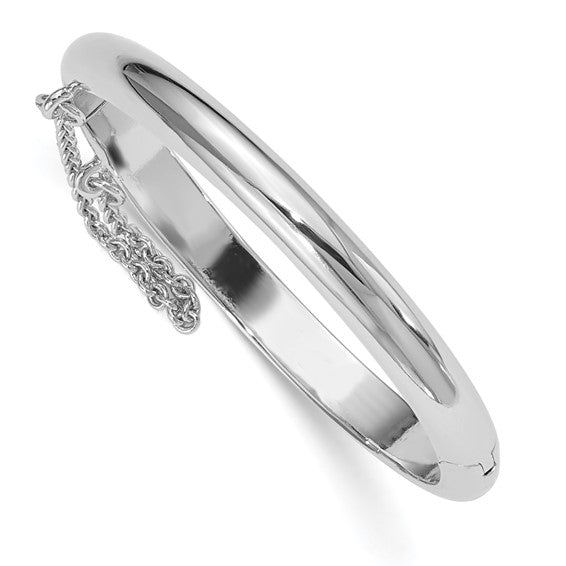 Sterling Silver Rhodium-plated Safety Hinged Baby Bangle