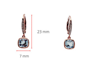 Oro rosa de 10 quilates, topacio azul de 2,75 quilates y diamante de 0,02 quilates con parte trasera/colgante/pendiente colgante