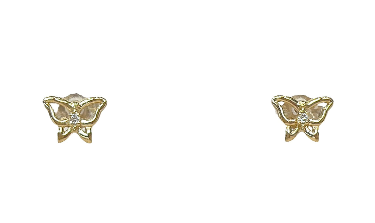 Aretes de mariposa con diamantes de 0,02 quilates en oro amarillo de 10 quilates