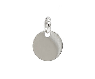 Dije de oro blanco de 10 quilates con forma de disco redondo de 13 mm