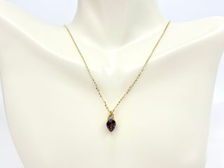 10K Yellow Gold 8x6mm Pear Cut Created Alexandrite and 0.01cttw Diamond Pendant, 18"