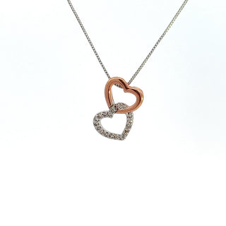 Colgante de diamantes de 0,06 quilates en oro blanco y rosa de 10 quilates - 18"