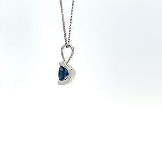 Colgante de zafiro auténtico de oro blanco de 10 quilates