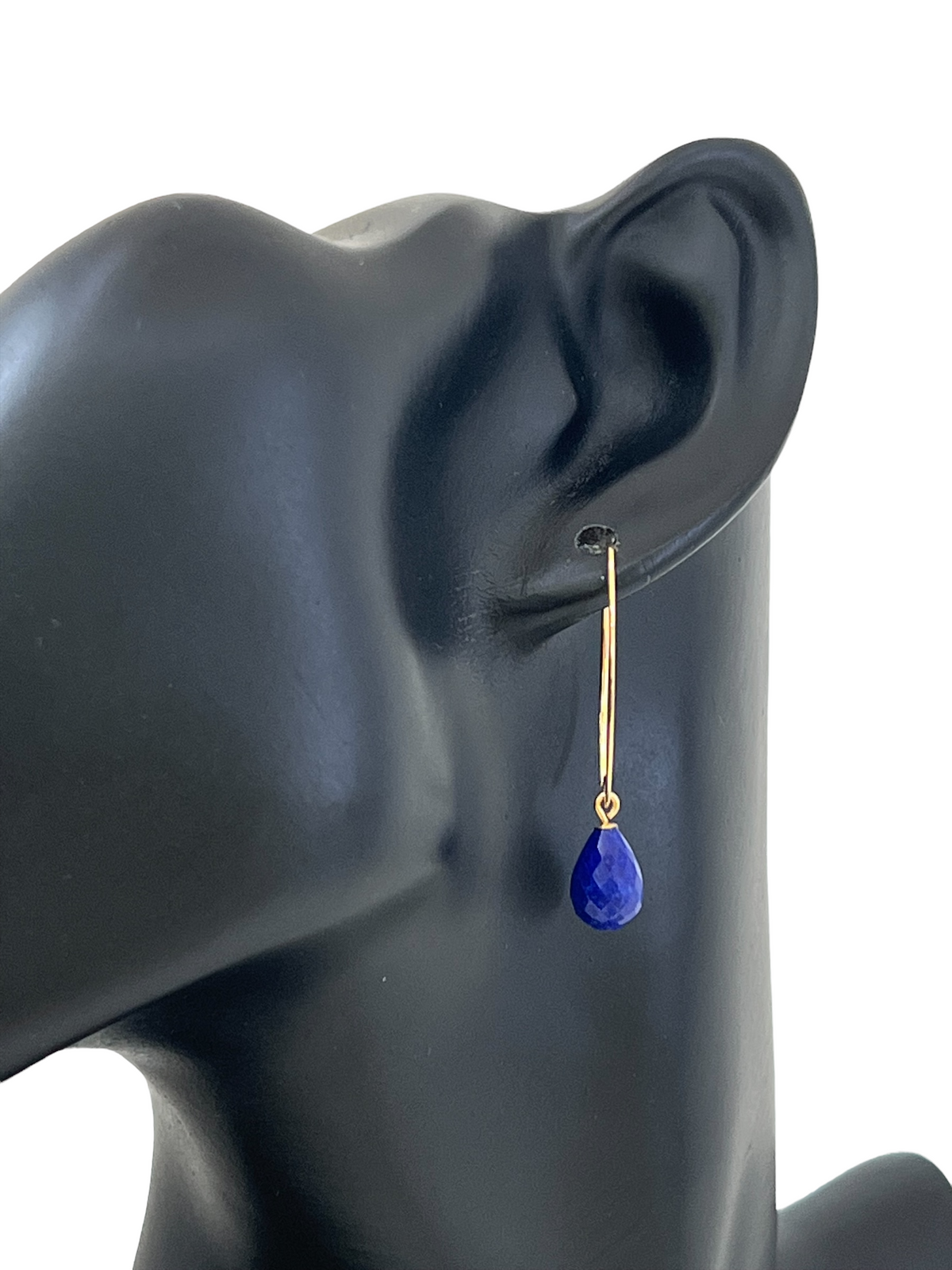 14K Yellow Gold Lapis Lazuli Dangle Earrings
