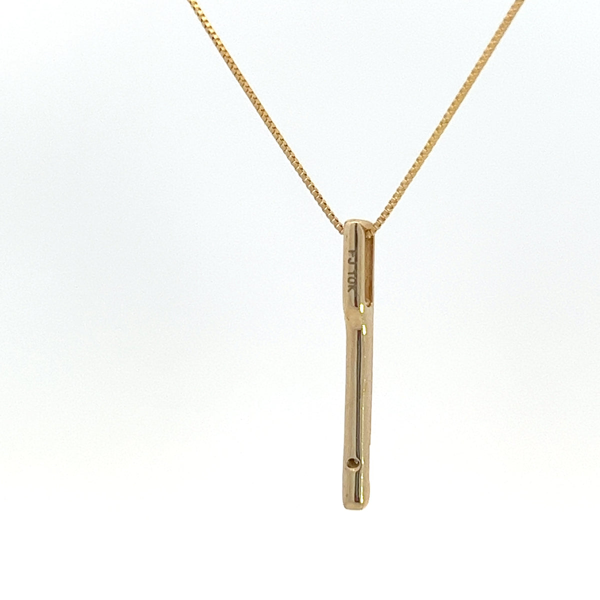 10K Yellow Gold 0.008cttw  Diamond  Bar Pendant, 18&quot;