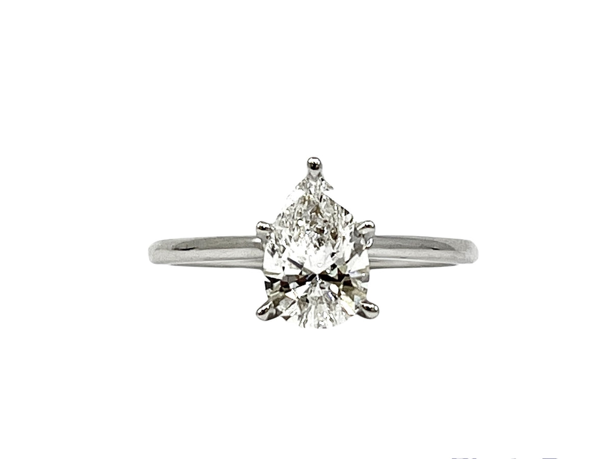 14K White Gold 1.03cttw Lab Grown Diamond Pear Shape Solitaire Engagement Ring, size 6.5