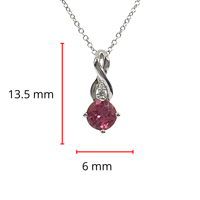 10K White Gold 0.45cttw Pink Tourmaline and 0.01cttw Diamond Pendant, 18&quot;