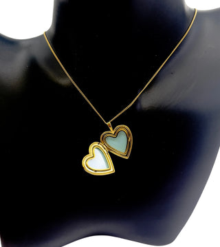 Gold Plated on 925 Sterling Silver Heart Shaped Locket with Filigree Design - 21mm x 20mm
