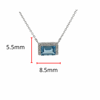 Collar de oro blanco de 14 quilates con topacio azul de 0,62 quilates y diamantes de 0,04 quilates - 18 pulgadas