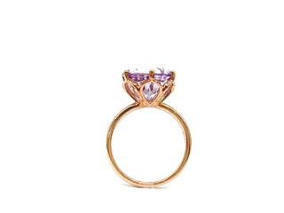 Anillo de amatista lila genuina de 5 quilates en oro rosa de 10 quilates, tamaño 6.5