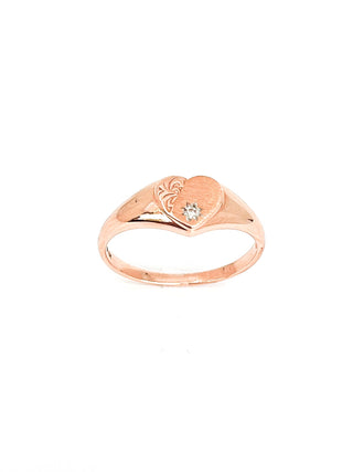 10K Rose Gold 0.01cttw Diamond Heart Signet Ring