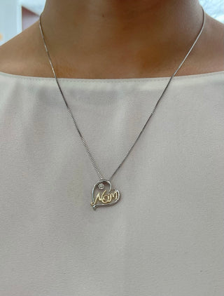Colgante de mamá con diamantes de dos tonos en plata de ley y oro amarillo de 10 quilates