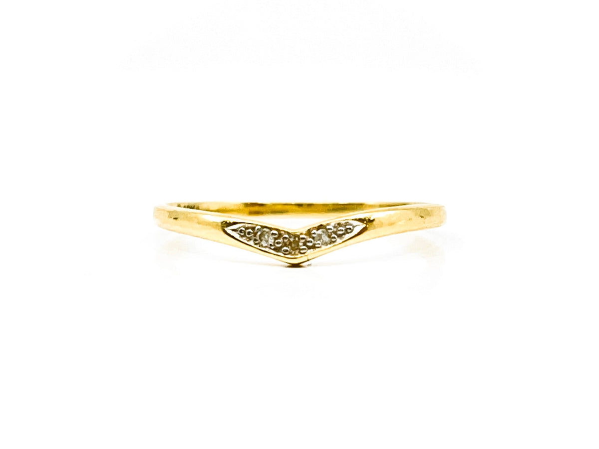 10K Yellow Gold Diamond 0.015cttw Ring, Size 6.5