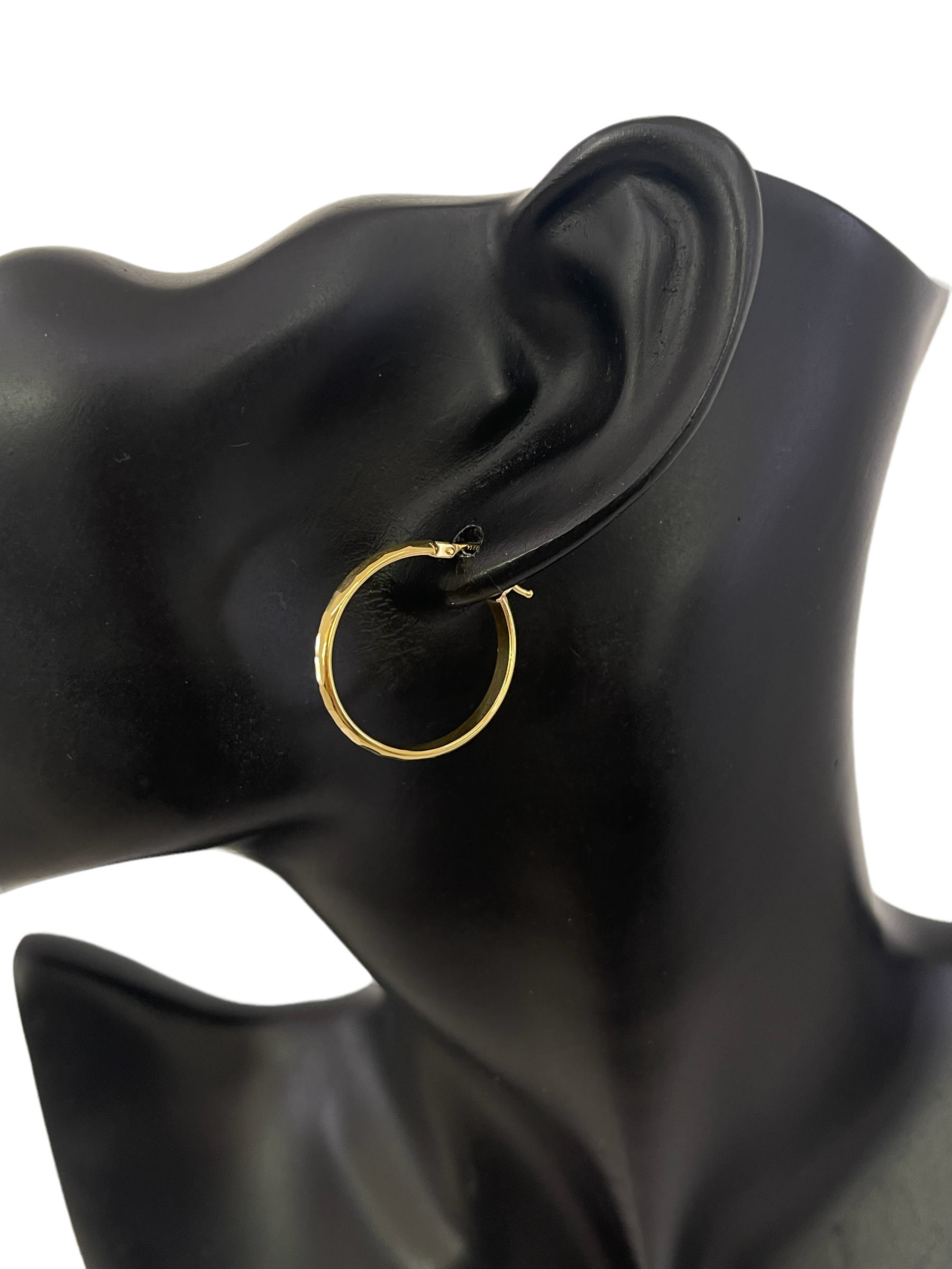 10K Yellow Gold 25mm Hammered Earrings