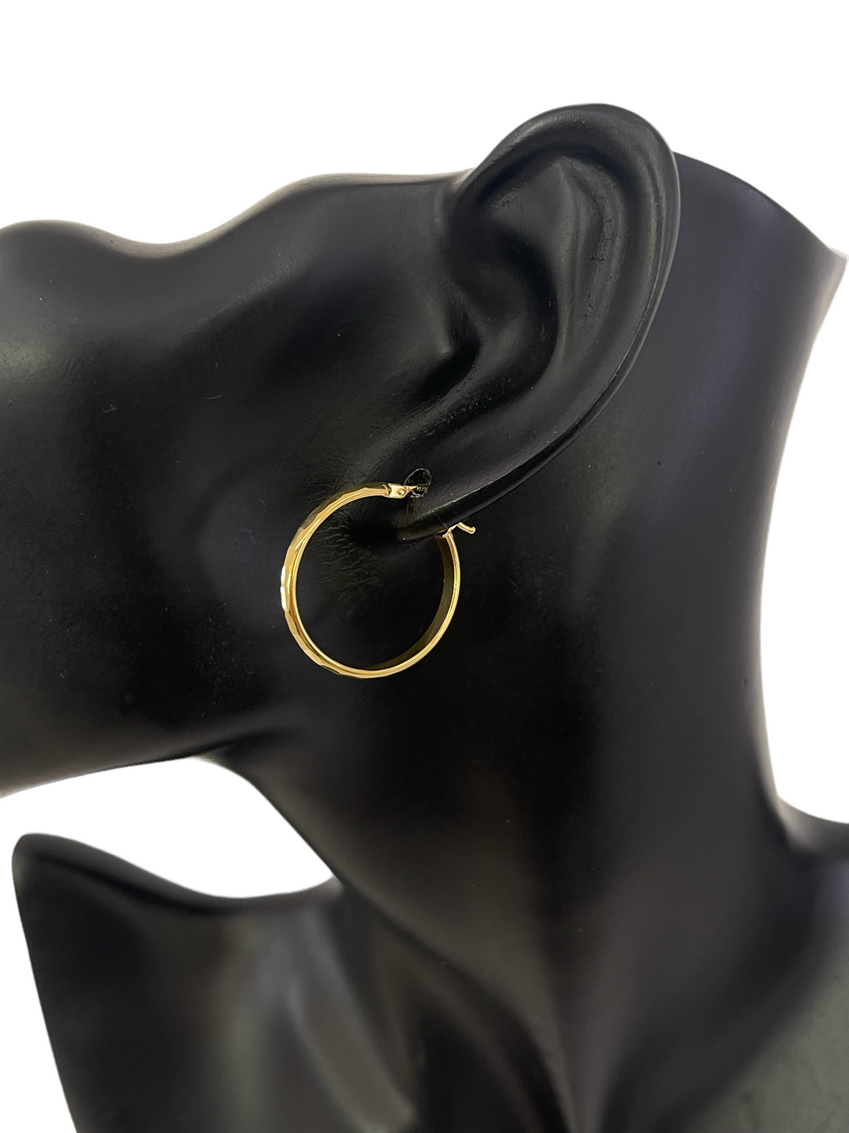 10K Yellow Gold 25mm Hammered Earrings
