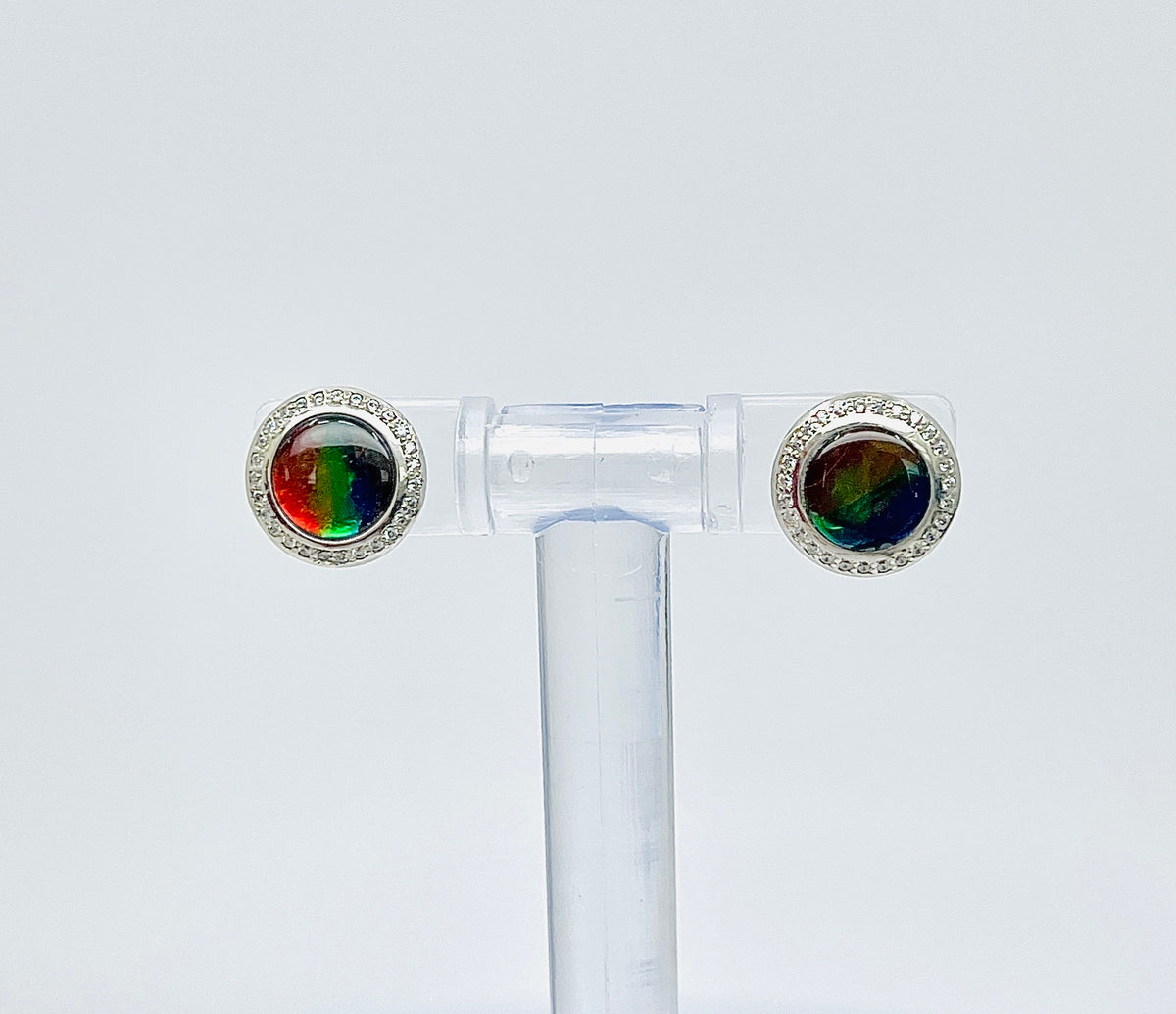 Sterling Silver &quot;AA&quot; Quality Ammolite Earring with Swarovski Crystal