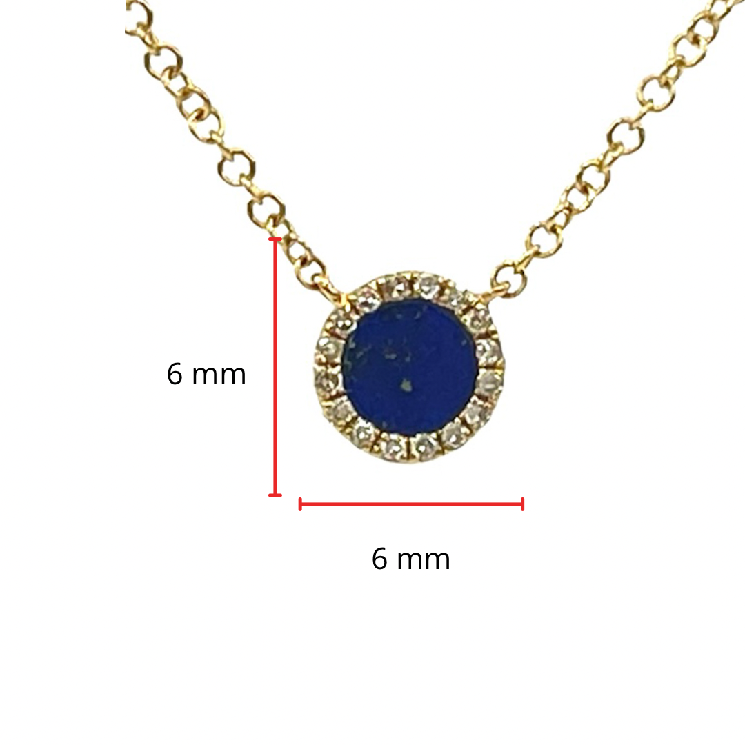 14K Yellow Gold 0.15cttw Lapis Lazuli and 0.04cttw Diamond Necklace, 18&quot;