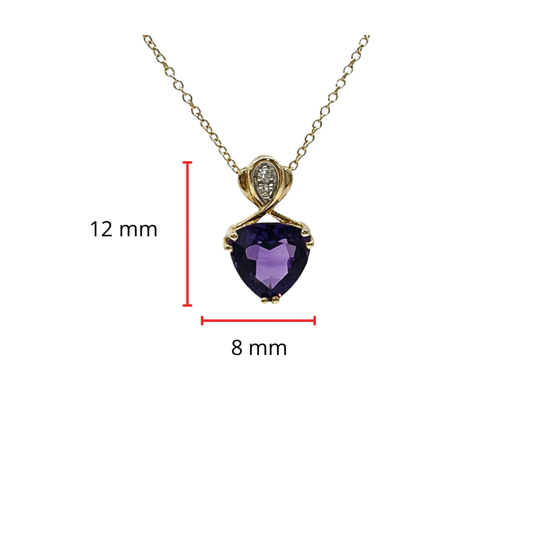 10K Yellow Gold Amethyst &amp; Diamond Necklace, 18&quot;
