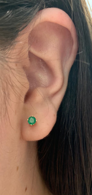 14K Yellow Gold Emerald Stud Earrings