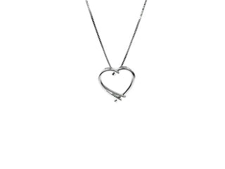 10K White Gold 0.017cttw Round Cut Diamond Pendant