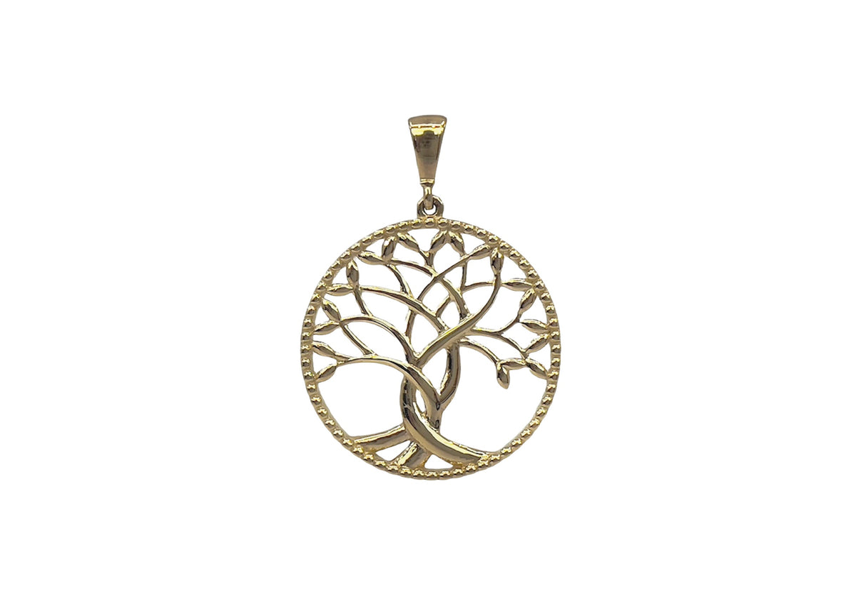 Dije del Árbol de la Vida en oro amarillo de 10 quilates: 27 mm x 20 mm