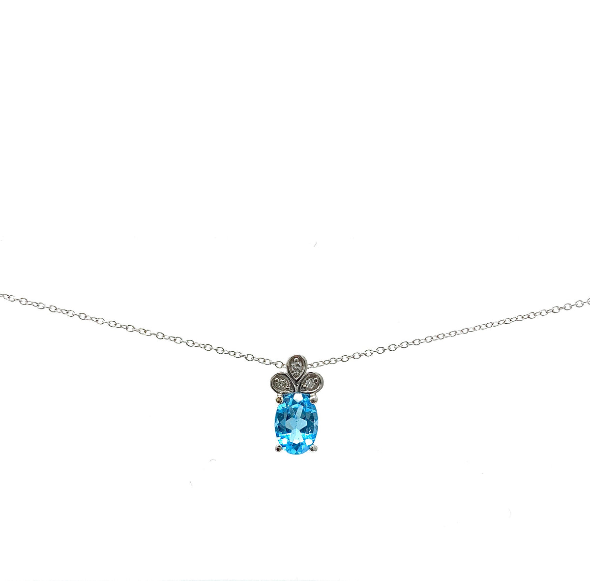 Blue Topaz and Diamond Pendant