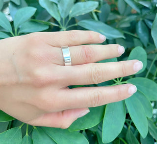 Banda lisa de plata 925 de alto pulido, 6 mm, tamaño 10