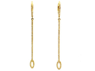 Aretes colgantes de diamantes de 0,31 quilates en oro amarillo de 14 quilates - 57 mm