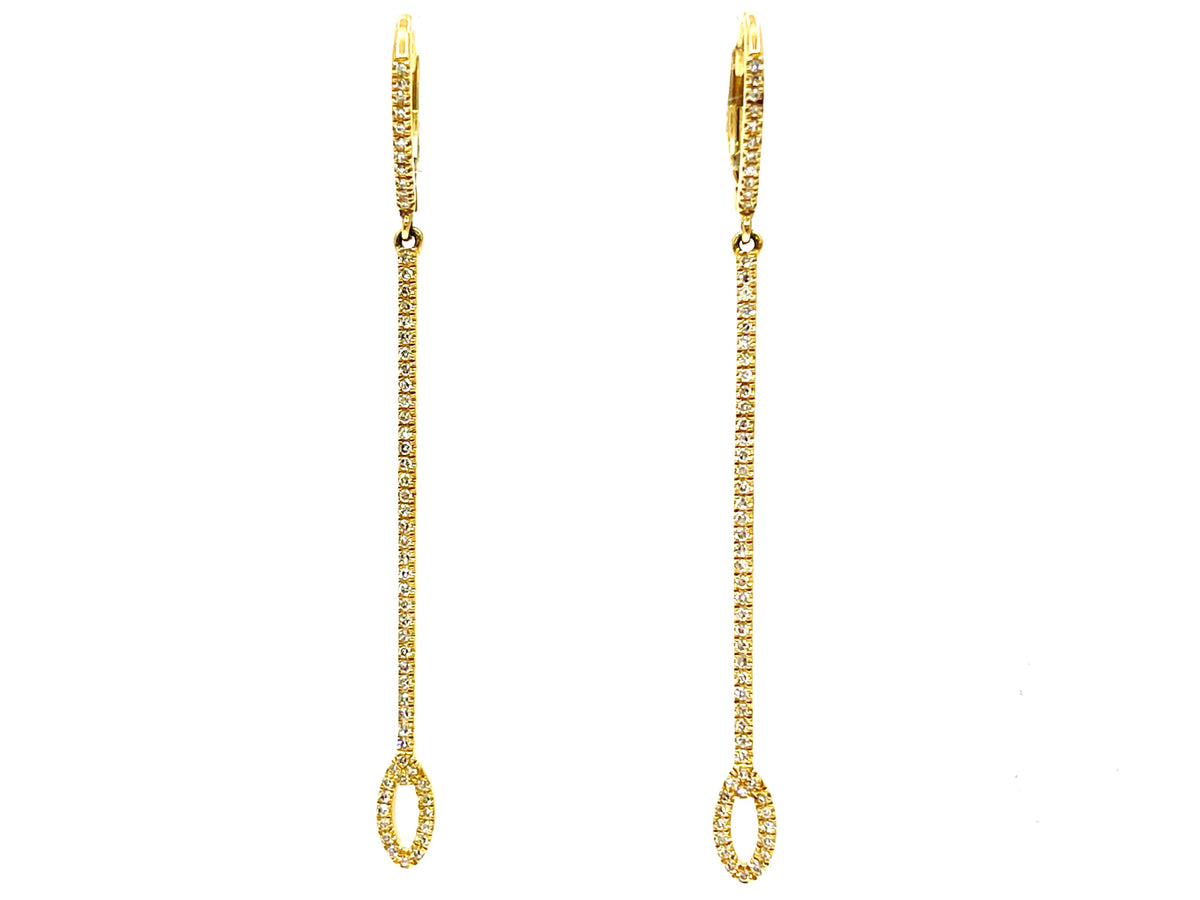 14K Yellow Gold 0.31cttw Diamond Drop Earrings - 57mm