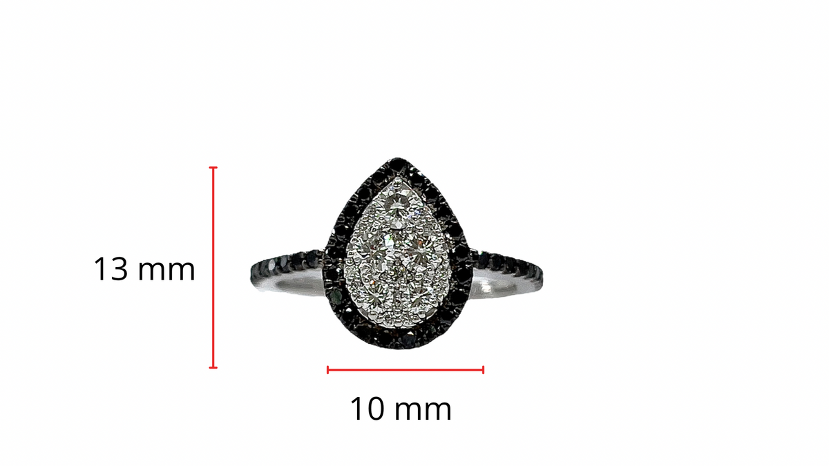 14K White Gold Treated Black Diamond &amp; White Diamond Ring