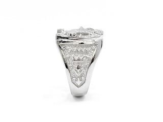 Anillo para caballero con diamantes de 0,45 quilates en oro blanco de 14 quilates, talla 10