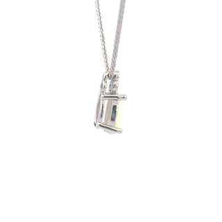 10K White Gold Opal and Diamond Pendant