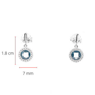 Pendientes de halo de color blanco y aguamarina con circonita cúbica de plata 925