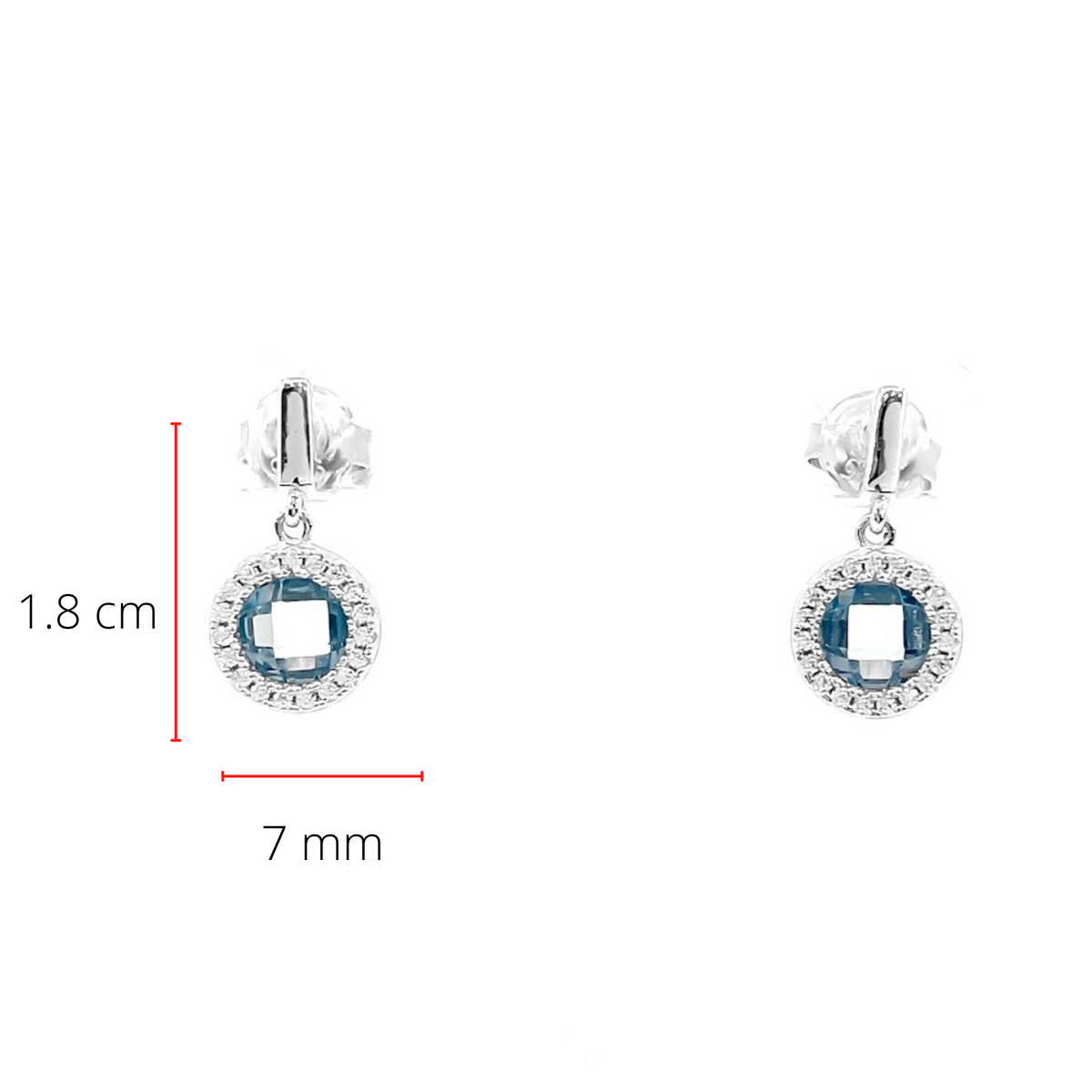 925 Silver Cubic Zirconia Aqua &amp; White Color Halo Earrings