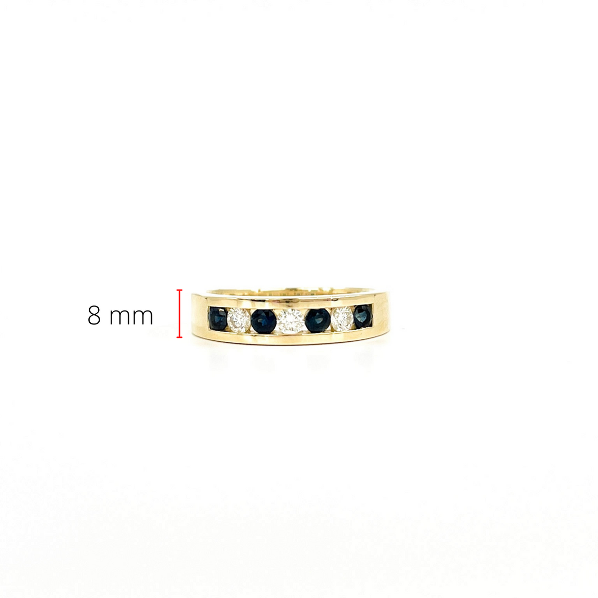 10K Yellow Gold 0.28cttw Genuine Sapphires &amp; 0.18cttw Diamond Channel Set Ring / Band, size 6.5